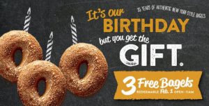 3 FREE Bagels at Bruegger's Bagels